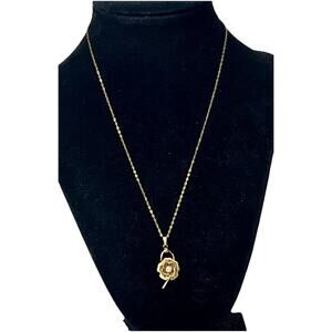 Vintage 14K Gold Filled Rose Pendant Necklace with Genuine Pearl - 20”
